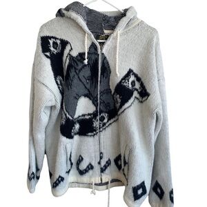 Tejidos Ruminahui Ecuadorian Horse Print Wool Sweater Adult Full Zip Hoodie